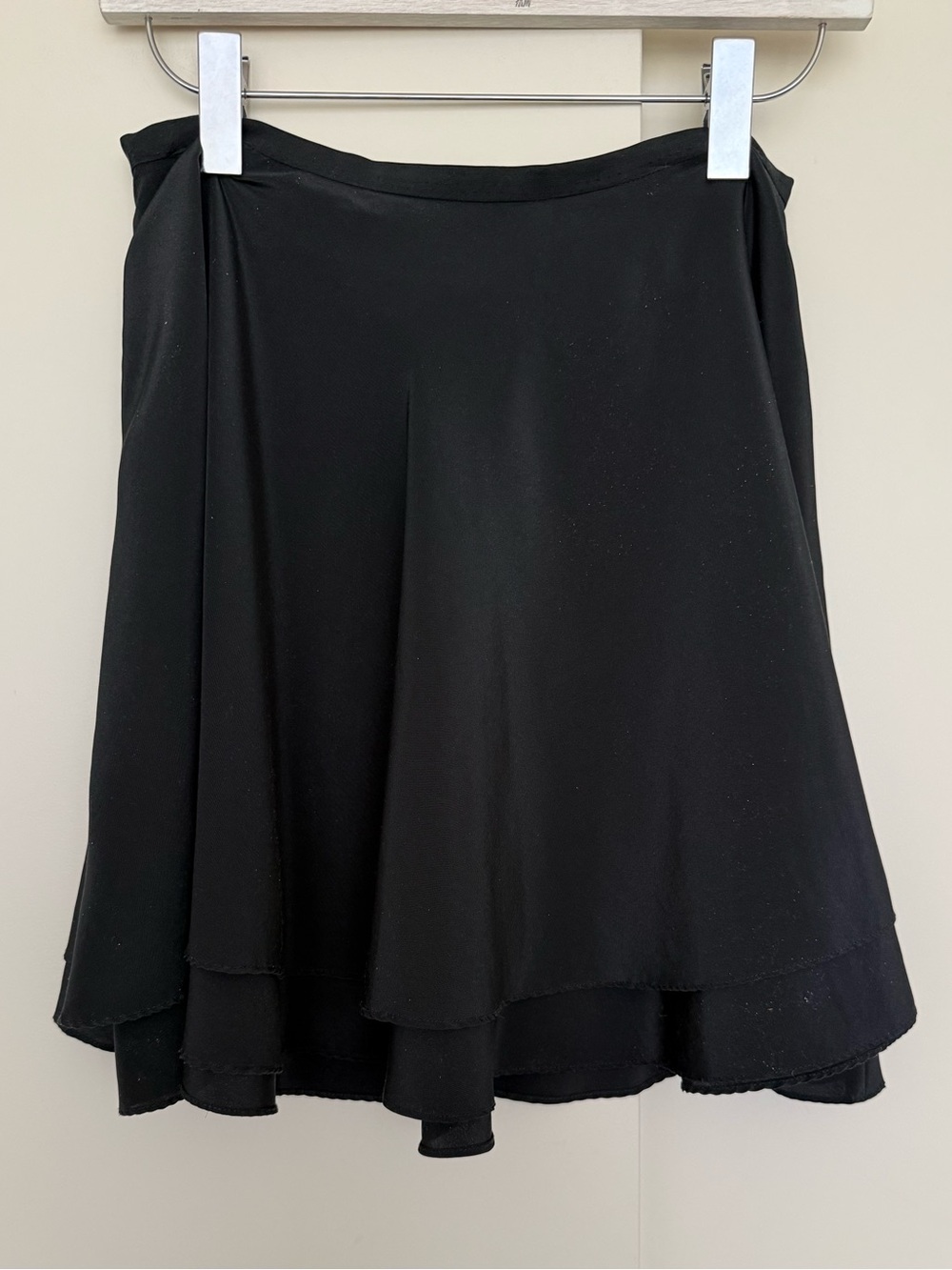 Vintage Ranier Black Silky Layered Flounce Circle Skirt Skater Mini 12/Medium